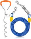 Cabo de amarração para cães Petbobi de 9 m com estaca de 42 cm, azul
