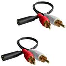 Cabo de áudio com conector Y de 3,5 mm de áudio fêmea para 2 RCA macho Cabo de áudio com conector Y de 3,5 mm de áudio fêmea para 2 RCA macho