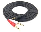 Cabo de áudio Devinal TRS de 3,5 mm para Dual TS de 6,35 mm com 15 m de comprimento