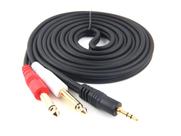 Cabo de áudio Devinal TRS de 3,5 mm para Dual TS de 6,35 mm com 3 m de comprimento Cabo de áudio Devinal TRS de 3,5 mm para Dual TS de 6,35 mm com 3 m de comprimento
