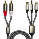 Cabo de áudio DUOYUTING 3 em 1 a 2 RCA 2,3 m para iPhone/tipo C