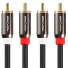 Cabo de áudio FosPower 2 RCA M/M estéreo 24K banhado a ouro 1m