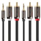 Cabo de áudio FosPower 3,5 mm para RCA de 6 pés, pacote com 2 unidades, banhado a ouro 24K
