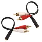 Cabo de áudio Y VCE 3,5 mm fêmea para 2 RCA macho estéreo, pacote com 2 unidades