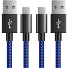 Cabo de carregador 6AMLifeStyle PS4 Micro USB 3m de nylon trançado azul, pacote com 2 unidades
