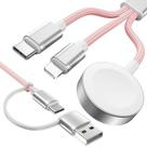 Cabo de carregamento Amasuki Pink-Upgrade 3 em 2 USB C para relógio e telefone