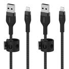 Cabo de carregamento Belkin BoostCharge Pro Flex 2m preto, pacote com 2