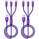 Cabo de Carregamento IDISON Kit com 2 Unidades 1,2 m 3 em 1 Trançado Roxo