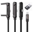Cabo de carregamento rápido USBC, 2 em 1, com suporte dobrável, 240w 1,5 m com adaptador USB A incluso