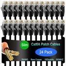 Cabo de conexão Ethernet Lysymixs Cat6a Slim 3m, pacote com 24 unidades, preto