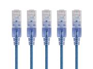 Cabo de conexão Ethernet Monoprice SlimRun Cat6A, 2 pés, azul, pacote com 5