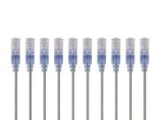 Cabo de conexão Monoprice Cat6A, 2 pés, cinza, pacote com 10 unidades Ethernet UTP
