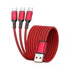 Cabo De Dados 3 Em 1 USB-A Para 3 Type-C Com Carregamento Rápido De 100W 6A Para Samsung Xiaomi Cabo De Dados 3 Em 1 USB-A Para 3 Type-C Com Carregamento Rápido De 100W 6A Para Samsung Xiaomi