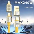 Cabo De Dados Tipo-C Para Tipo-C De Liga De Zinco 4 Em 1 Com Carregamento Rápido De 240W Para iPhone Cabo De Dados Tipo-C Para Tipo-C De Liga De Zinco 4 Em 1 Com Carregamento Rápido De 240W Para iPhone