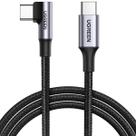 Cabo de dados ugreen usb-c para usb-c nylon trancado 90 graus 1m 5a 100w us334 preto - 70643