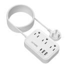 Cabo de extensão + Adaptador de plugue do Reino Unido para os EUA + 3 tomadas + 3 USB