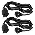 Cabo de extensão Elecan Flat Plug 1,8 m, pacote com 2, calibre 16, 13A/125V