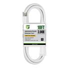 Cabo de extensão externo EP 10 pés 12/3 SJTW 15A 125V branco