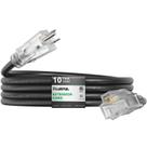 Cabo de extensão externo PLUGTUL 10 pés 12 calibre 15A 1875W preto