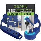 Cabo de extensão GearIt 360, plugue plano rotativo, 3 tomadas, 6 pés