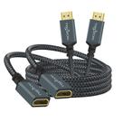 Cabo de extensão HDMI Twozoh 0,5 m, pacote com 2 unidades 4K @60Hz, nylon trançado
