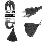 Cabo de extensão HONDERSON, 3 saídas, 10 pés, calibre 16, preto, 125V Cabo de extensão HONDERSON, 3 saídas, 10 pés, calibre 16, preto, 125V