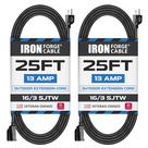 Cabo de extensão Iron Forge Cable 25 pés preto 16/3 3 pinos