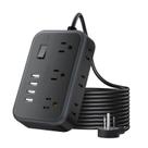 Cabo de extensão NTONPOWER de 25 pés com 6 tomadas e 4 portas USB preto