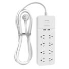Cabo de extensão NTONPOWER de 25 pés com 8 tomadas e 2 portas USB branco