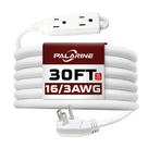 Cabo de extensão PALARINE, 3 saídas, 30 pés, calibre 16, 13A, branco Cabo de extensão PALARINE, 3 saídas, 30 pés, calibre 16, 13A, branco