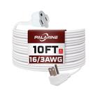 Cabo de extensão PALARINE White, 3 pinos, 10 pés, 13 A, 125 V, listado pela UL
