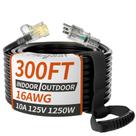 Cabo de extensão PlugSaf 16/3 Gauge 300 pés à prova d'água preto