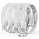 Cabo de extensão PLUGTUL 3 pés branco, calibre 16, 3 pinos, 125 V, 13 A, 16, 25 W