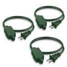 Cabo de extensão PLUGTUL Green Interior, 3 pés e 2 pinos, 3 tomadas, pacote com 3
