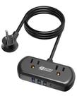 Cabo de extensão SUPERDANNY Mini Surge Protector 2 pés preto