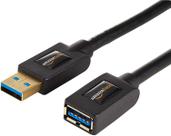 Cabo de extensão USB-A 3.0 Amazon Basics, pacote com 2 pés, preto
