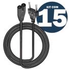 Cabo de Força Tipo 8 Oitinho C8 1 Metro Bivolt para TV, Notebook e Eletrônicos Unidade ou Kit com 5, 10, 15 e 20 Peças