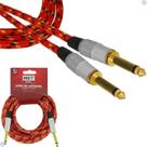 Cabo de guitarra mono nylon 6.5mm 5m dourado vermelho mxt