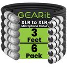 Cabo de microfone GearIt XLR macho para fêmea, 1 m, pacote com 6 unidades, preto Cabo de microfone GearIt XLR macho para fêmea, 1 m, pacote com 6 unidades, preto
