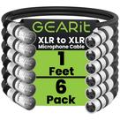 Cabo de microfone GearIt XLR macho para fêmea, 30 cm, pacote com 6
