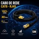Cabo de Rede CAT8 RJ45 5 Metros 40Gbps 2000MHz S/FTP 100 Cobre Anatel Cabo de Rede CAT8 RJ45 5 Metros 40Gbps 2000MHz S/FTP 100 Cobre Anatel