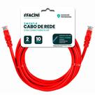 Cabo de Rede eFacini Vermelho CAT6 100 Cobre, Anatel 2 Metros