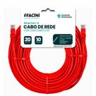 Cabo de Rede eFacini Vermelho CAT6 100 Cobre, Anatel 20 Metros