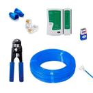 Cabo de Rede Internet 100 Metros Kit com Alicate Rj45 Crimpador, Testador de Cabo, 50 Conectores e 50 Capa RJ45
