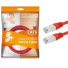 Cabo de rede patch cord cat6 ftp blindado gigabit- 2m - vermelho 5+
