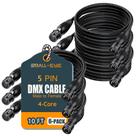 Cabo DMX SMALL-EYE, 5 pinos, 3 m, macho para mulher, pacote com 6 Cabo DMX SMALL-EYE, 5 pinos, 3 m, macho para mulher, pacote com 6