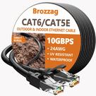 Cabo Ethernet Brozzag 100 pés Cat5E/Cat6 10 Gbps 24AWG preto