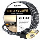 Cabo Ethernet BUSOHE Cat 8 20 pés 40 Gbps 2000 Mhz RJ45 dourado