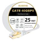 Cabo Ethernet BUSOHE Cat 8 25 pés 40 Gbps 2000 Mhz RJ45 branco