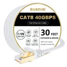 Cabo Ethernet BUSOHE Cat 8 30 pés 40 Gbps 2000 Mhz RJ45 branco